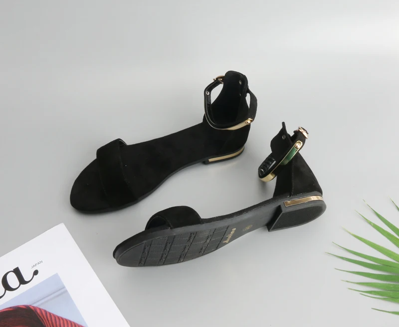 Meotina/женские босоножки из натуральной кожи летние туфли на не сужающемся книзу массивном каблуке г. Замшевые туфли с открытым носком черная блестящая Пряжка, большие размеры 33-46, 11