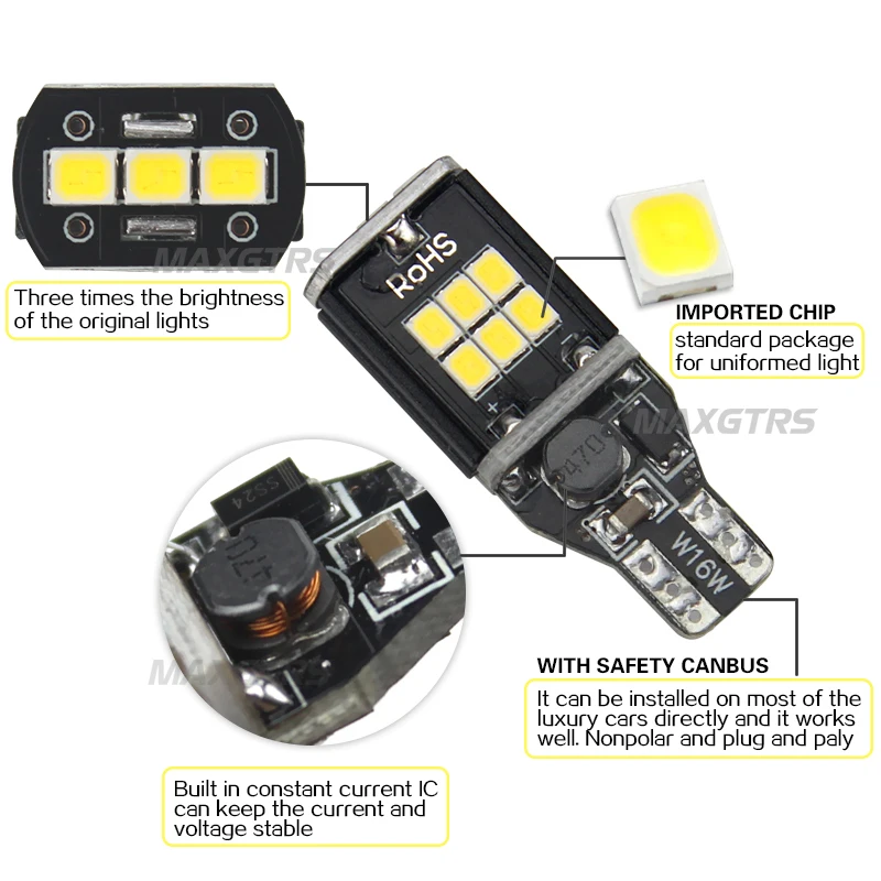 MAXGTRS новое обновление Чрезвычайно яркий Мощный Canbus SMD2835 912 921 T15 W16W Автомобильный светодиодный светильник заднего хода