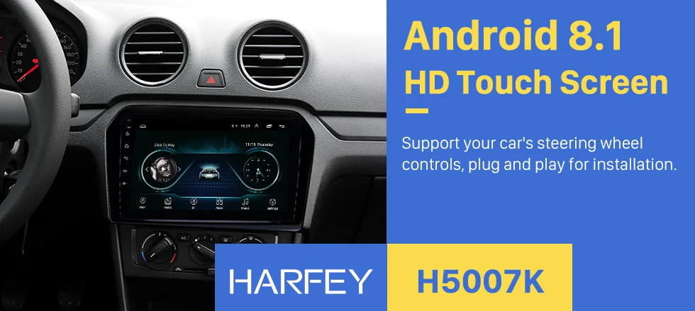 Top Harfey 9" touchscreen Android 8.1 GPS 3D Navi car multimedia player for 2012-2015 VW Volkswagen Jetta DVR Steering Wheel Control 0