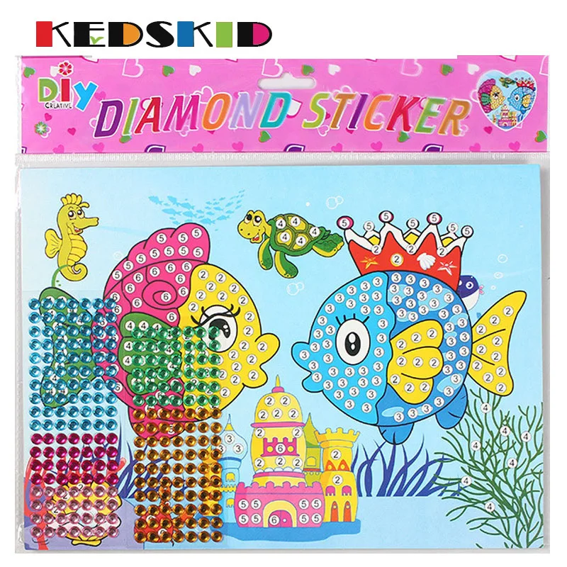 

Plastic Crystal Diamond Children DIY Sticker 3D Kids DIY Stickers Girl DIY Handcrafts Supplies For Kindergarten Kids Toys