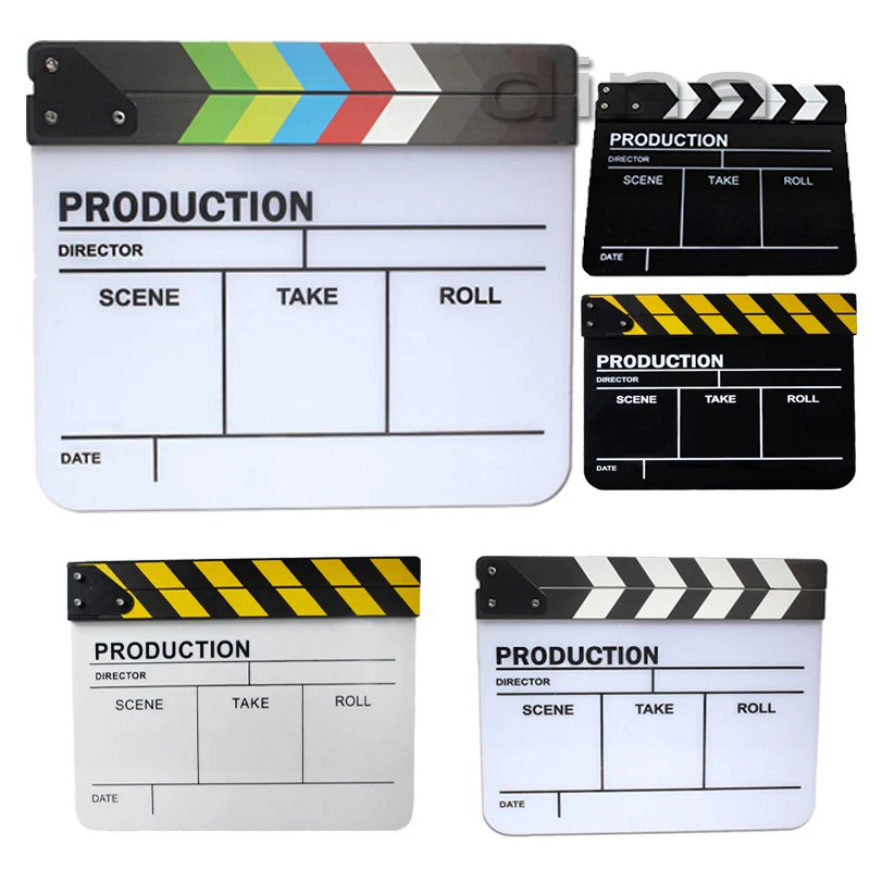 

Clapper Video Scene Board Slate Cut Prop Movie Clapperboard Dry Erase Director TV Film Action Acrylic 29.8cm*24.8cm