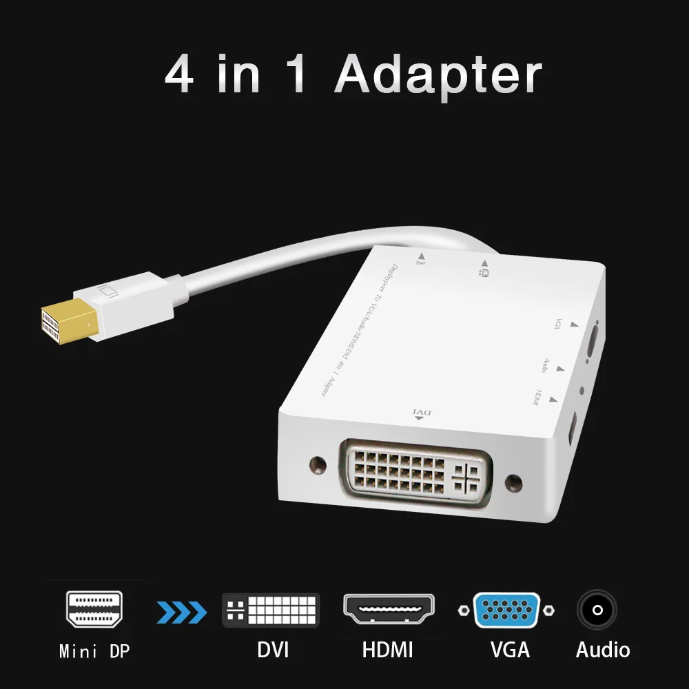 

1080P MINI DP To HDMI Adapter Converter Display Port To VGA DVI with Audio For Computer Pc Macbook Pro Tablet Monitor Projector