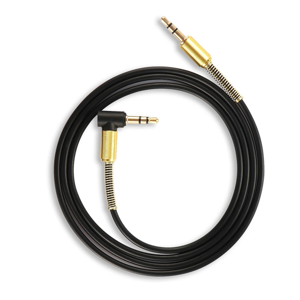 Anti-break high-elastic headphone cable 90 degree elbow spring audio cable 3.5 car AUX audio cable HIFI stereo audio cable - Название цвета: Черный