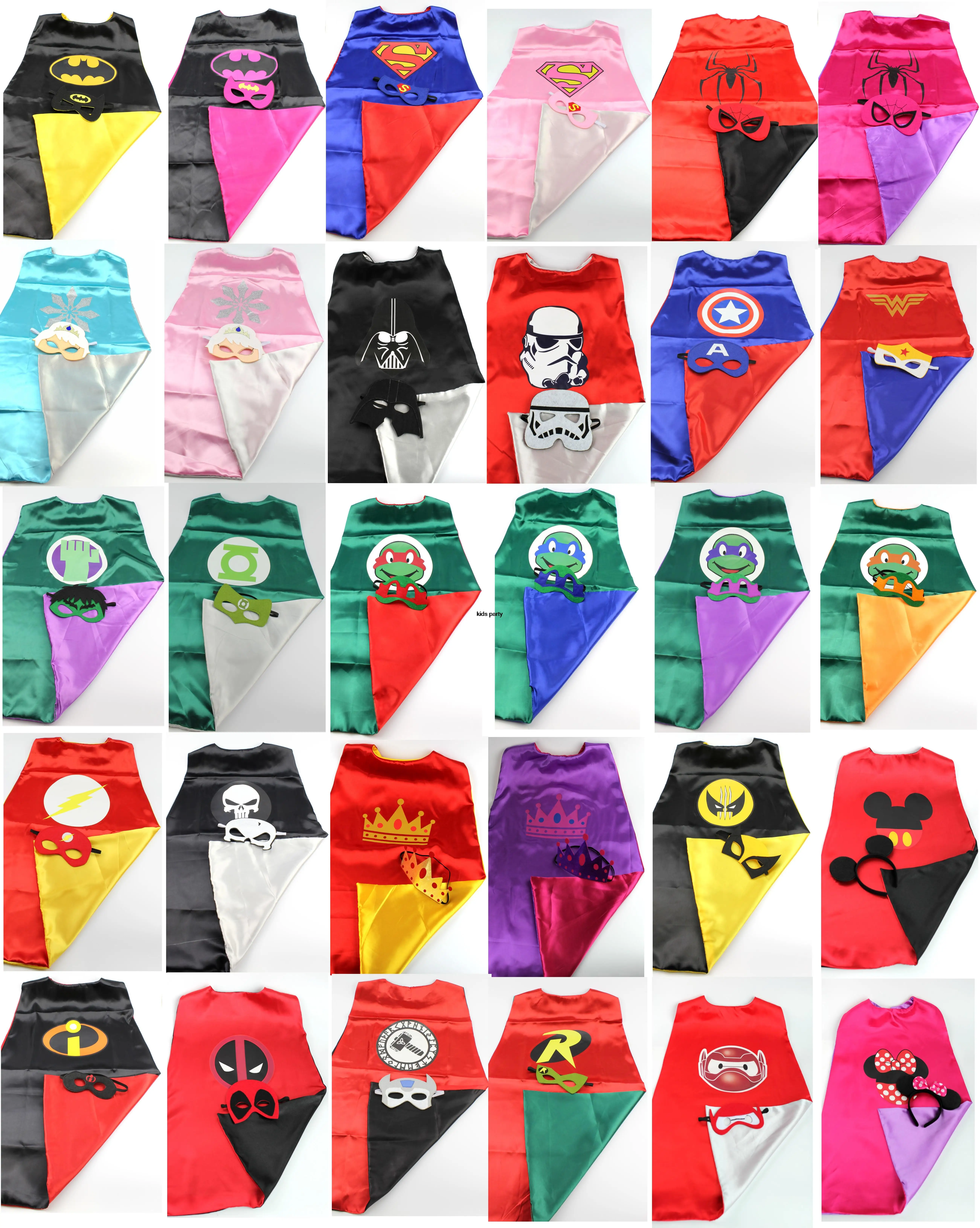 Superhero cape (1CAPE+1MASK)batman super Hero Costume for Children Halloween  Party Costumes for Kids superman spiderman