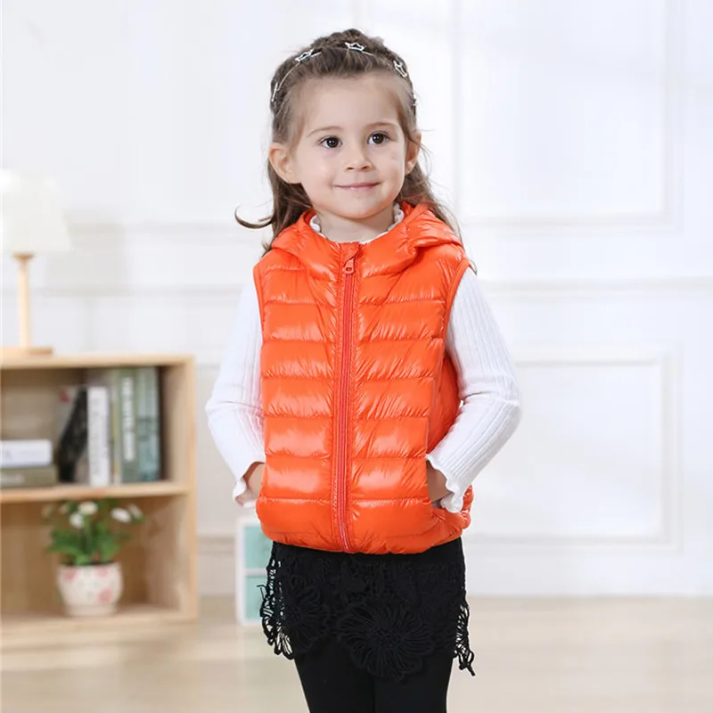 2018 Winter Kids 90 White Duck Down Vest Children Ultra Light Duck