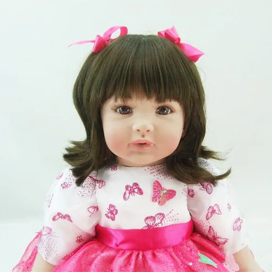 2" 56 см bebe жив очаровательны принцесса малыша куклы Reborn силиконовые куклы черные волосы ткани тела детей Рождество подарок на день рождения