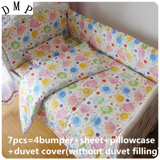 Discount! 6/7pcs Baby Bedding Set 100% Cotton Cot Crib Bedding Baby Set ,120*60/120*70cm