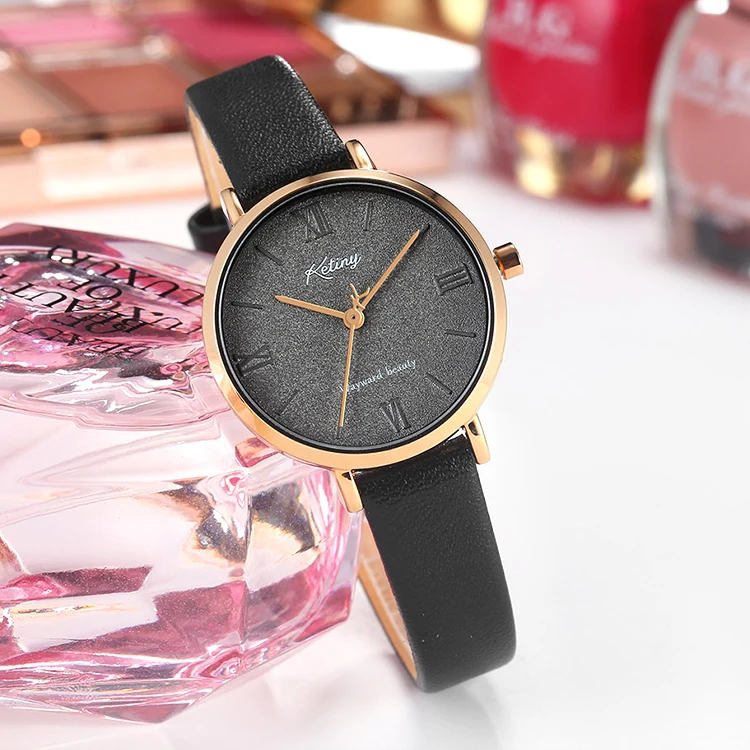 

2018 new design ketiny watch female fashion trend big dial genuine waterproof quartz tide personality leather casual quartzwatch