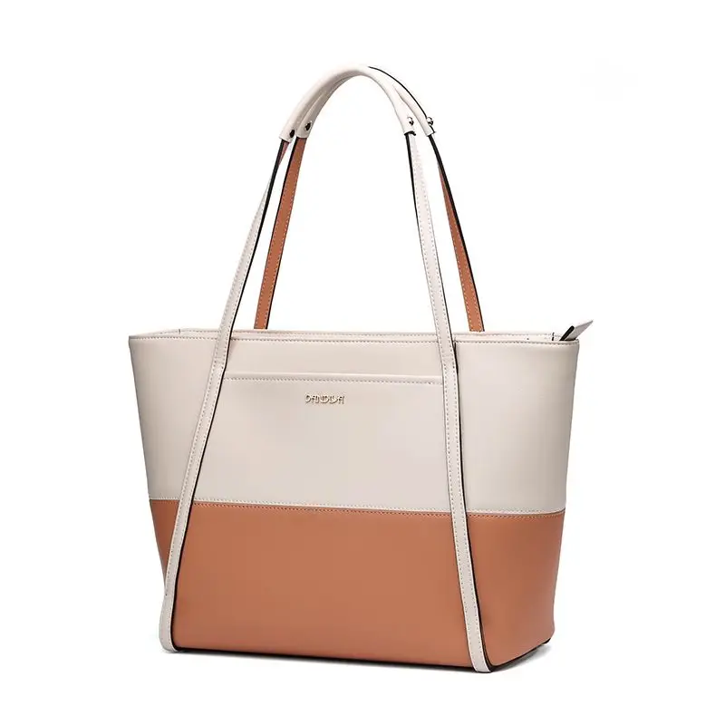 

LOEIL Summer contrast color shoulder bag solid color leather ladies bag 2018 new big bag wings package