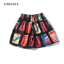 Летние мужские повседневные Гавайские пляжные шорты с рисунком Модные бермуды в стиле хип-хоп Уличная штаны для бега на шнуровке