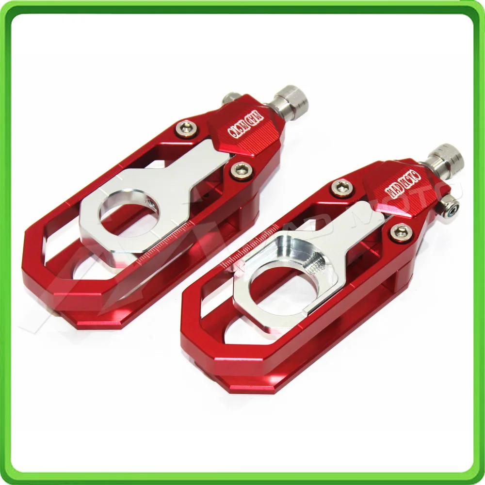 Motorcycle Chain Tensioner Adjuster fit for YAMAHA R6 YZF-R6 2006 2007 2008 2009 2010 2011 2012 2013 2014 2015 2016 Red & Silver (3)