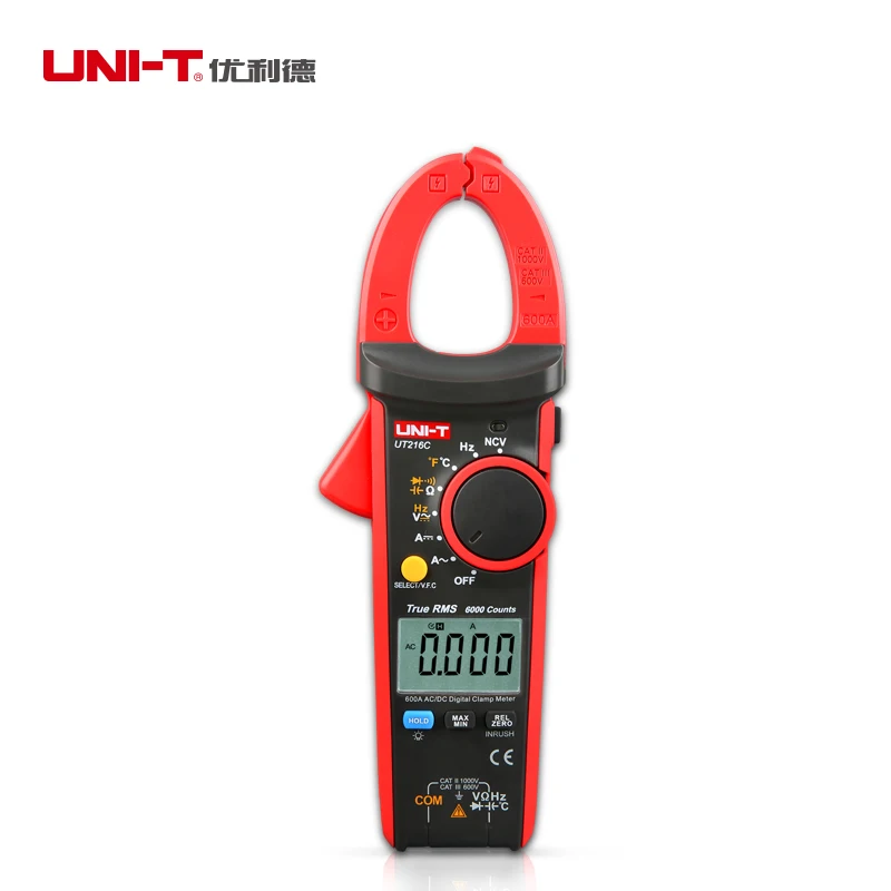 

UNI-T UT216C 600A True RMS Digital Clamp Mutimeters Auto Range AC&DC Voltage Current Tester C/F Temperature Meter LCD Backlight