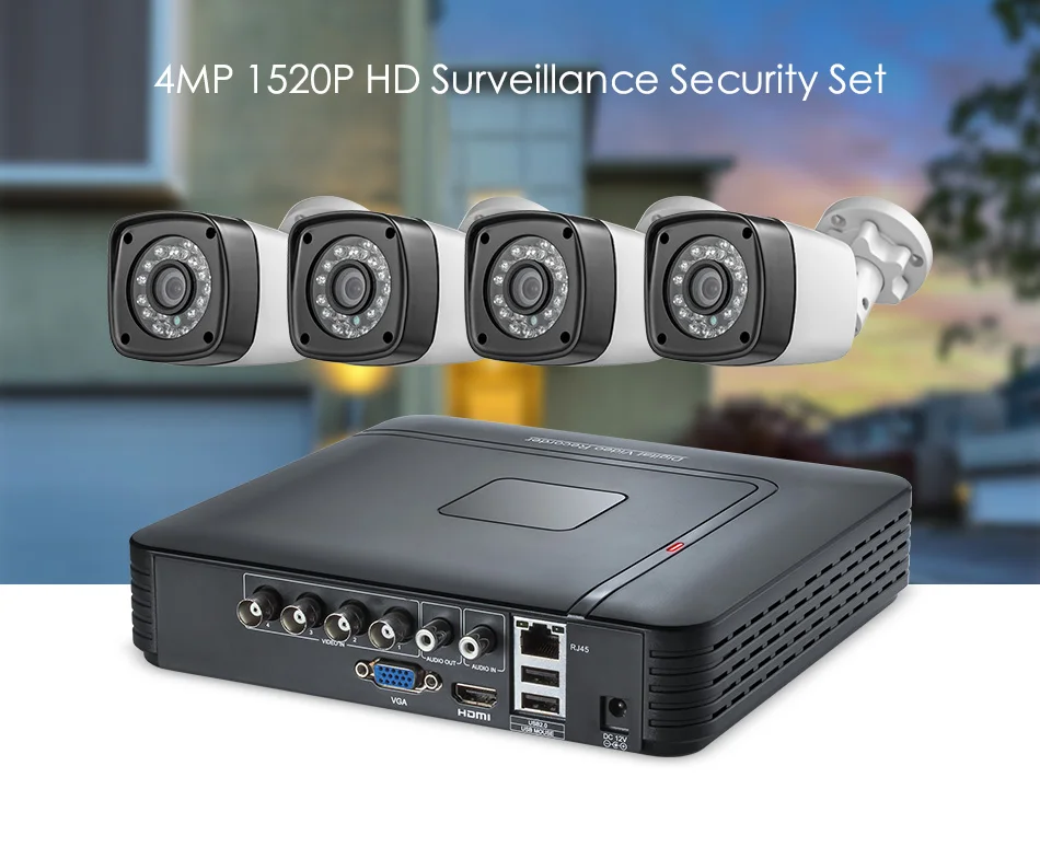 FUERS 4 шт. 4MP 4CH AHD DVR CCTV камера 1080P открытый видео рекордер P2P 4 канала видеонаблюдения домашняя система охранной сигнализации наборы