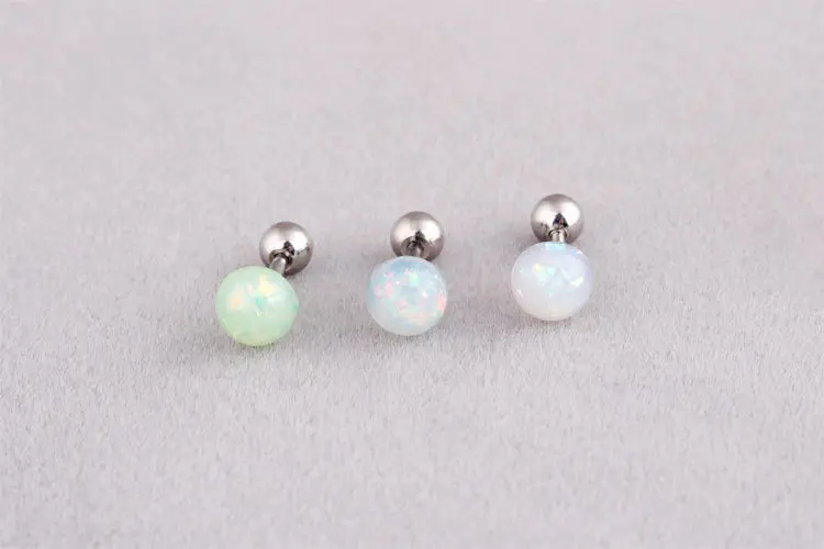 

Fashion Women White Pink Crystal Silver Dumbbell Titanium Steel Ball Small Pearl Barbell Earrings Brincos Ear Piercing Jewelry