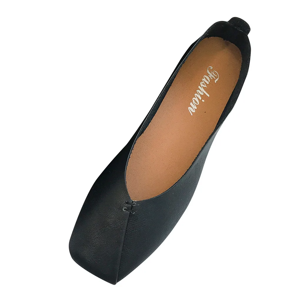 JAYCOSIN/женская повседневная обувь; сезон лето-осень; женская обувь без застежки на плоской подошве с квадратным носком - Цвет: Black