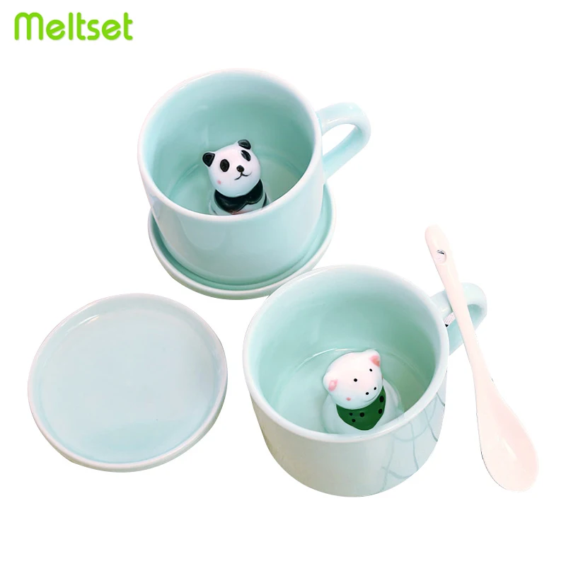 

1PC Cartoon Coffee Mug with 3D Cute Panda Pig Ceramic Coffee/ Milk/ Tea/ Jiuce/ Beer Mug 250ml Cat Travel Mugs