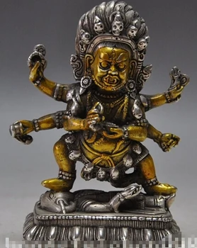 

WBY---410+++Tibet buddhism silver 6 Arms Vajra mahakala Dorje Vajrapani god buddha Statue