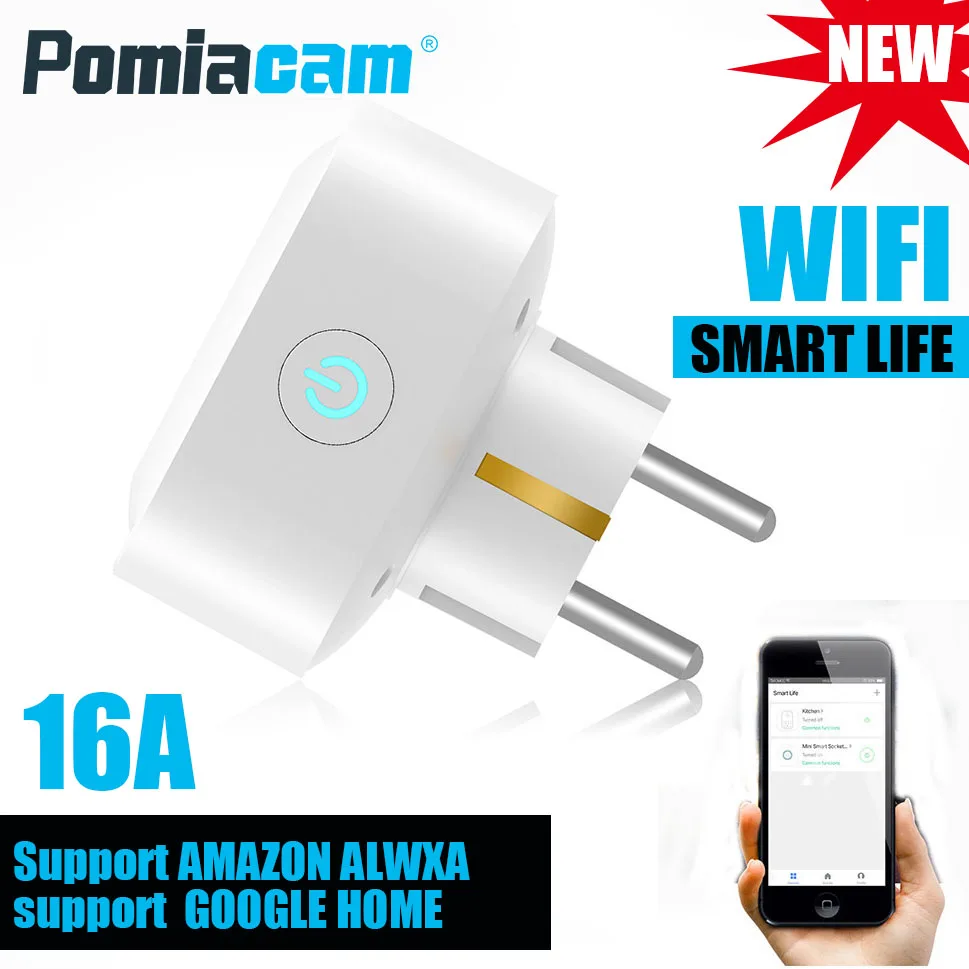 

SP1 EU 16A Smart Life WIFI Socket remote control/timer switch socket support Alexa voice control Google home , EU smart Plug