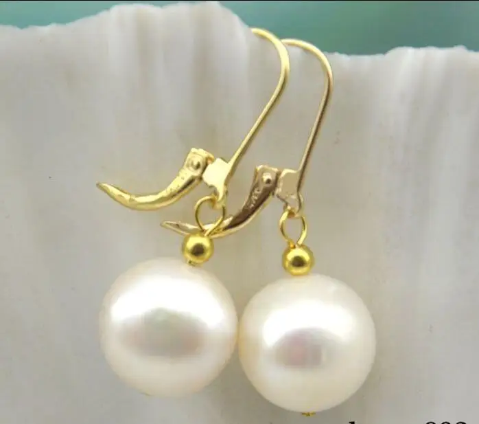 

Free shipping hot sale Women Bridal Wedding Jewelry >>>12mm round white FW pearl dangle earring