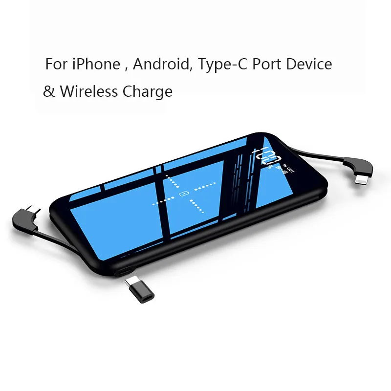 Беспроводное зарядное устройство для iphone 8 x xs xr max зеркальный цифровой дисплей