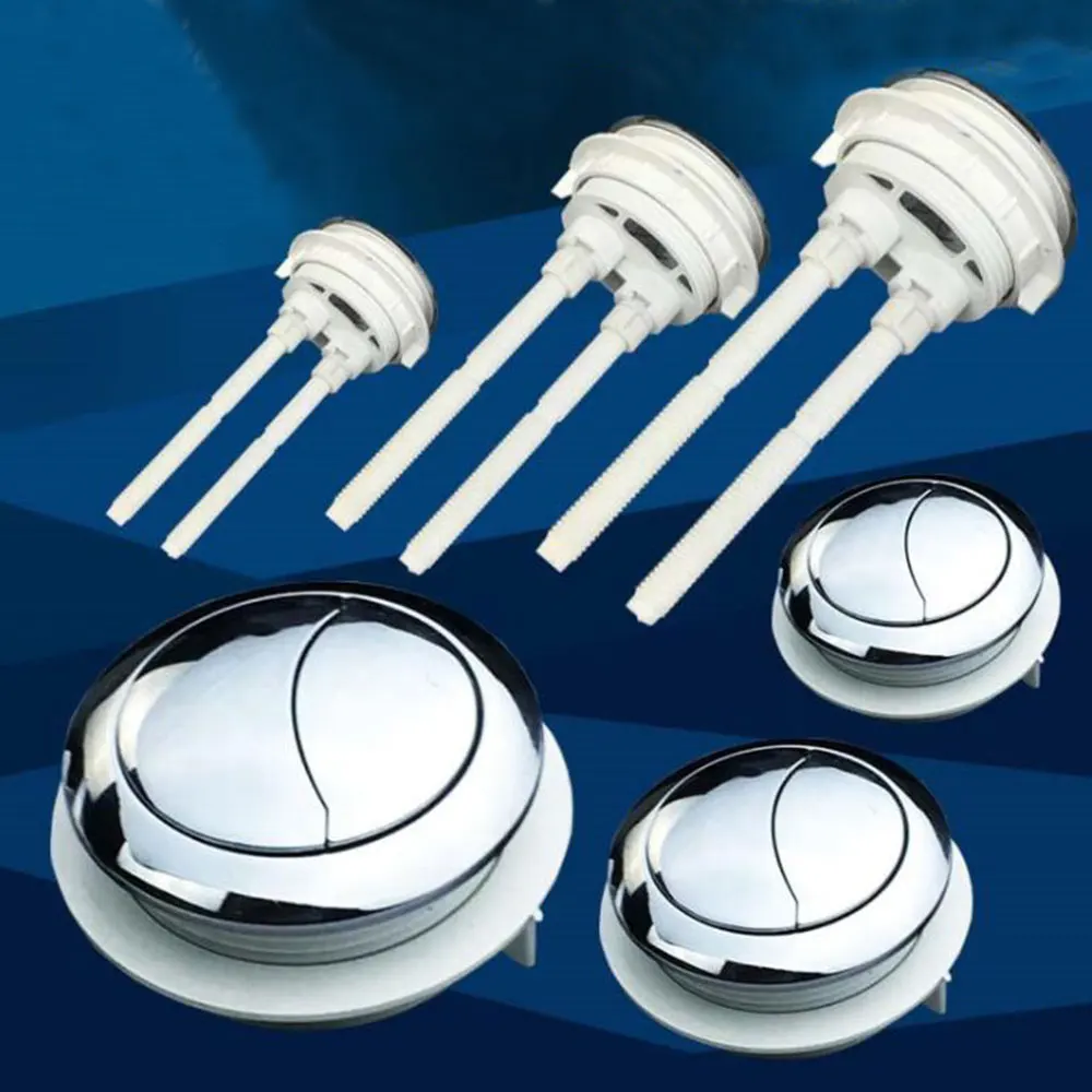 

58mm Toilet Dual Flush Round Head Push Button Electroplating Water Tank Valve