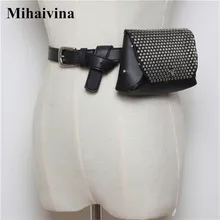 Mihaivina, модная поясная сумка с заклепками, дизайнерская поясная сумка, Маленькая женская поясная сумка, чехол для телефона в стиле панк, поясная сумка, кошелек, Женская нагрудная сумка