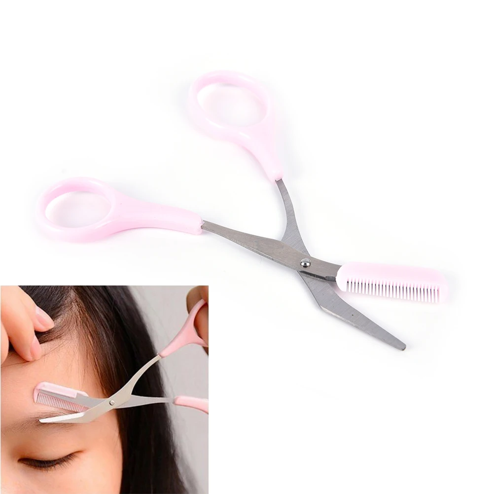 New Eyebrow Trimmer Scissors With Comb Lady Woman Men Hair Removal