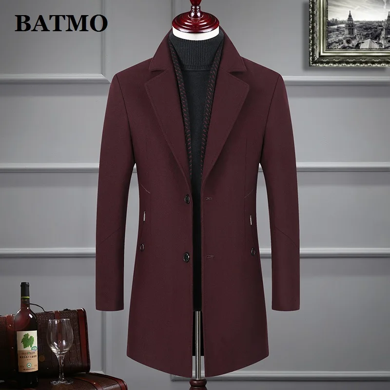 BATMO Новое поступление осенне-зимний высококачественный шерстяной Повседневный Тренч для мужчин, мужское шерстяное пальто, большие размеры 1828