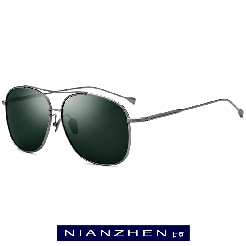 Поляризационные мужские солнцезащитные очки из чистого титана, классические квадратные солнцезащитные очки для мужчин, фирменный дизайн, высокое качество, мужские солнцезащитные очки - Цвет линз: Dark Green