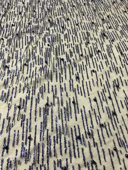 

Hot selling glued glitter sequins lace fabric high quality African French net tulle Lace Fabric sat-52511 for party