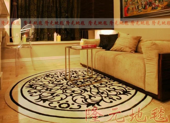 Последний модный ковер, европейский стиль, круглый ковер для гостиной, спальни, черно-белые акриловые ковры