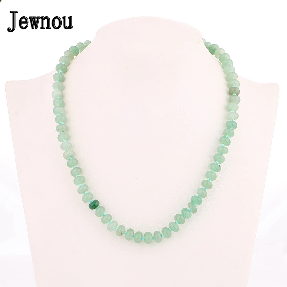 

Jewnou Aventurine Jade Necklace Charm Personalized Beaded Lady Elegant Romantic Choker Statement Natural Crystal Upscale Gift