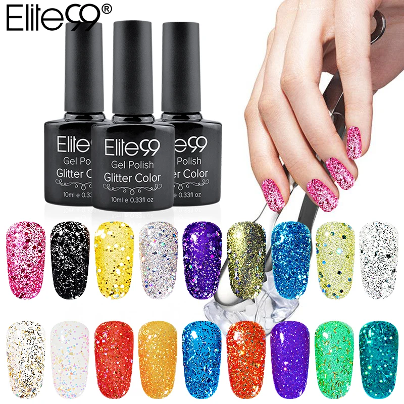 

Elite99 10ml Bling Glitter Nail Gel Polish Soak Off Diamond Glitter Nail Gelpolish Fashion Style Nail Art Manicure 1 Piece