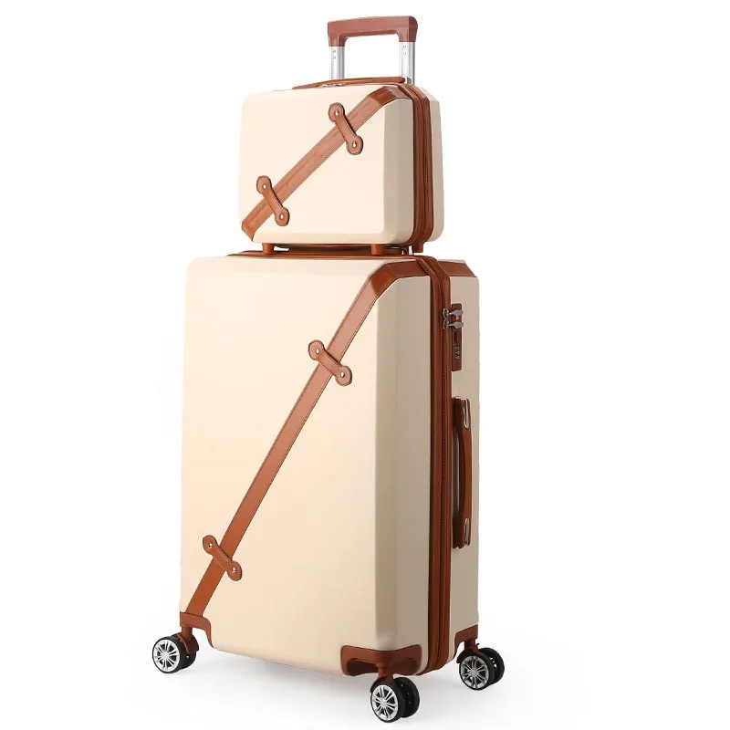 

BeaSumore Retro Rolling Luggage Set Spinner Travel bag Suitcase Wheels Password Trolley 20 inch Student Cabin Hardside Trunk