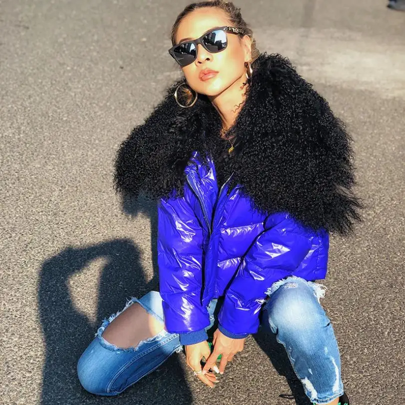 

90% duck down coat fashion brand big natural goat fur down coats jackets women winter great quality short warm down coat wq444