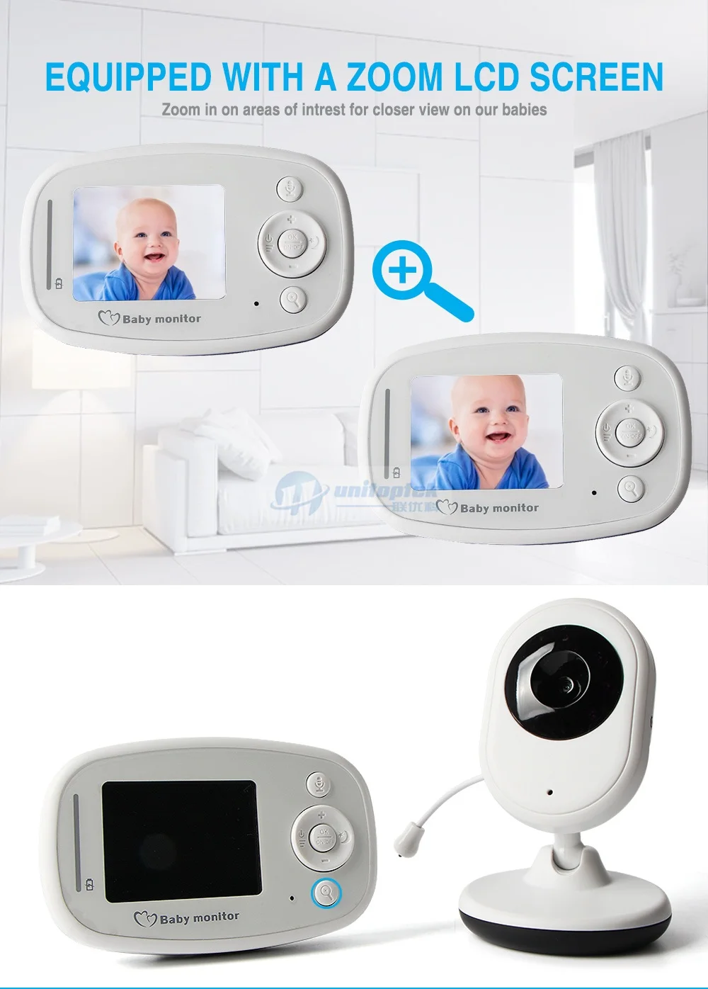 2,4 ГГц беспроводной младенческой радио няня цифровой видео камера спальный видеоняни и радионяни ночное видение температура дисплей радио
