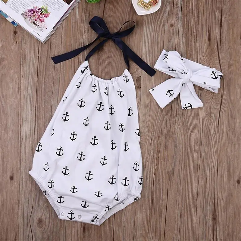 Детское боди из хлопка с принтом якоря 2 предмета|anchor romper|baby girl rompergirls romper |
