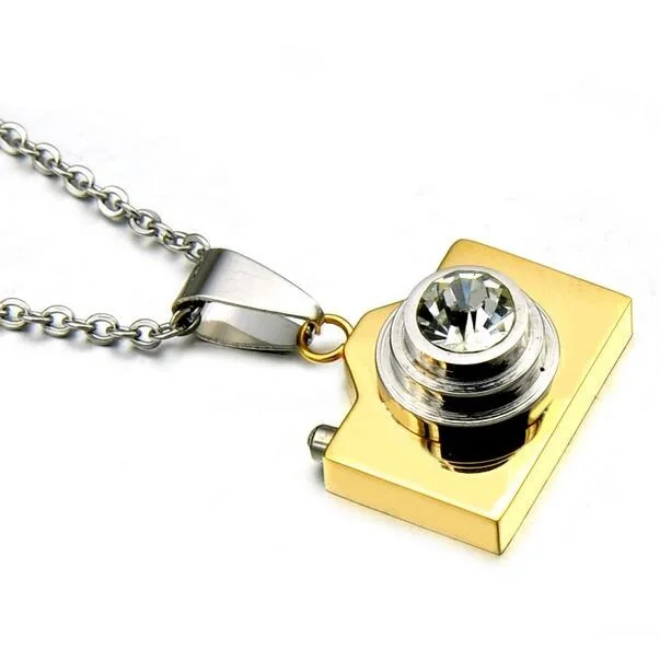 

2017 New Fashion Jewelry Camera Necklaces Pendants Hot Sale Black / Silver Colors Lovely Stainless Steel Fashion Designer Bijoux
