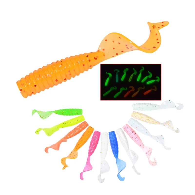 

12pcs Single Tail Soft Bait 45mm 1.2g Root Fishing Soft Bait Artificial Lure Plastic Worm Maggot Bait