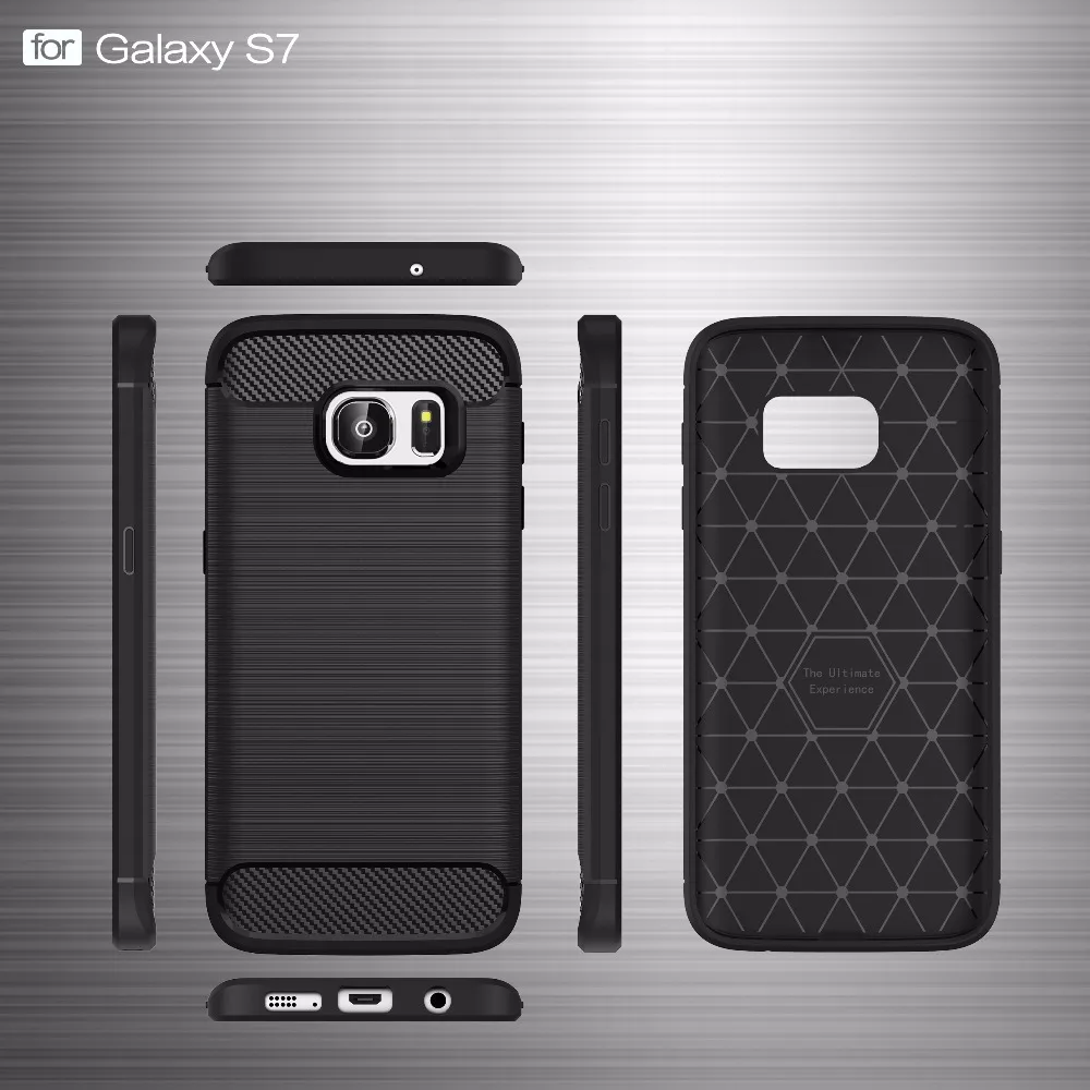 Силиконовые чехлы из углеродного волокна для Samsung S7 противоударный мягкий чехол