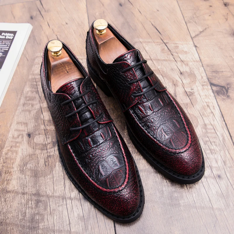 cool unique snake skin men leather shoes fashion moccasins italian designer business male footwear brogue oxford shoes for men  (50)