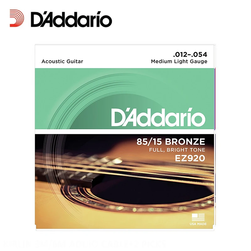 D'Addario EZ920 большой американский Бронзовый Средний светильник (.012 .054) Струны для