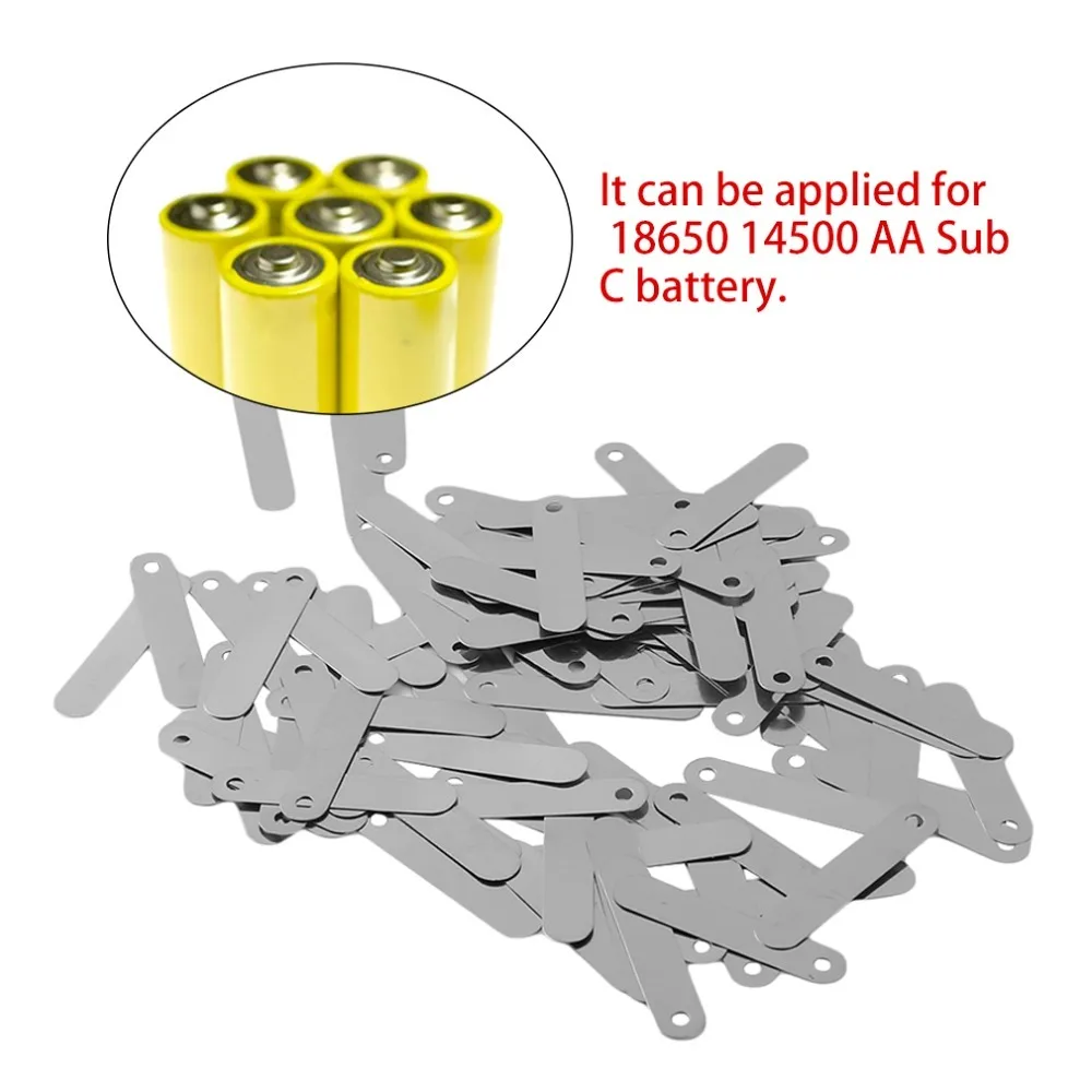 

100pcs/set Conductive Sheet 2.5*0.5CM Solder Tab Suitable For 18650 14500 AA Sub C Rechargeable Battery Cells Silver