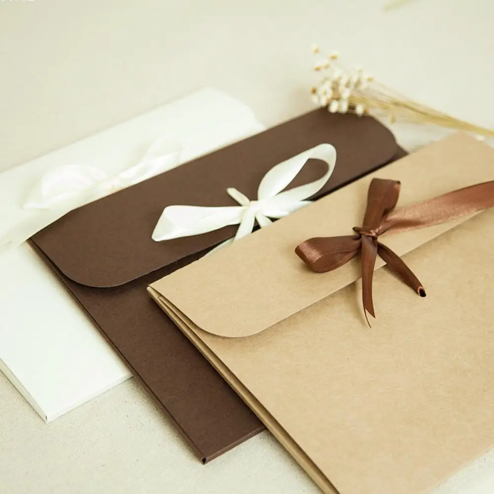 Card Gift Envelope Case 1 PCS 24*18*0.7cm Bow Kraft Paper Box Kerchief