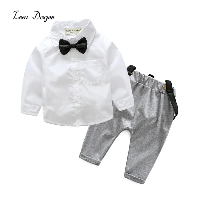 Fashion Style Spring Autumn Baby Boys Clothing Sets Bowtie Shirts