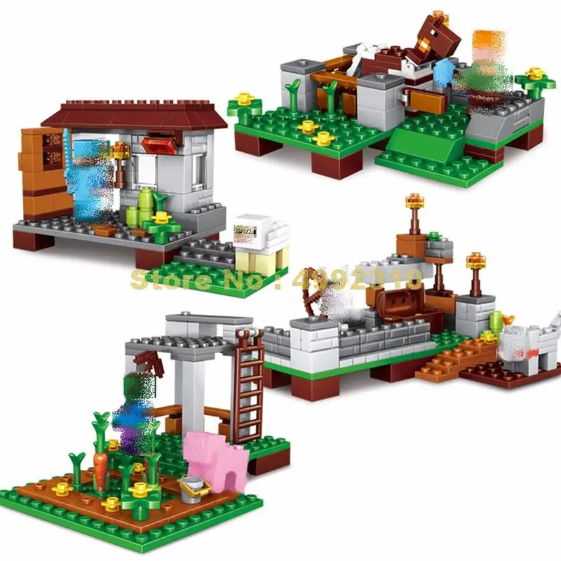 

33000 390pcs 4 sets my world the village lele building block Bricks Toy