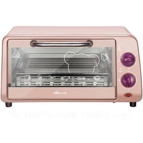 Многофункциональные микроволновые печи 10 л, автоматическая мини-печь, электрическая печь для домашней выпечки, регулировка температуры, 800 Вт, розовая