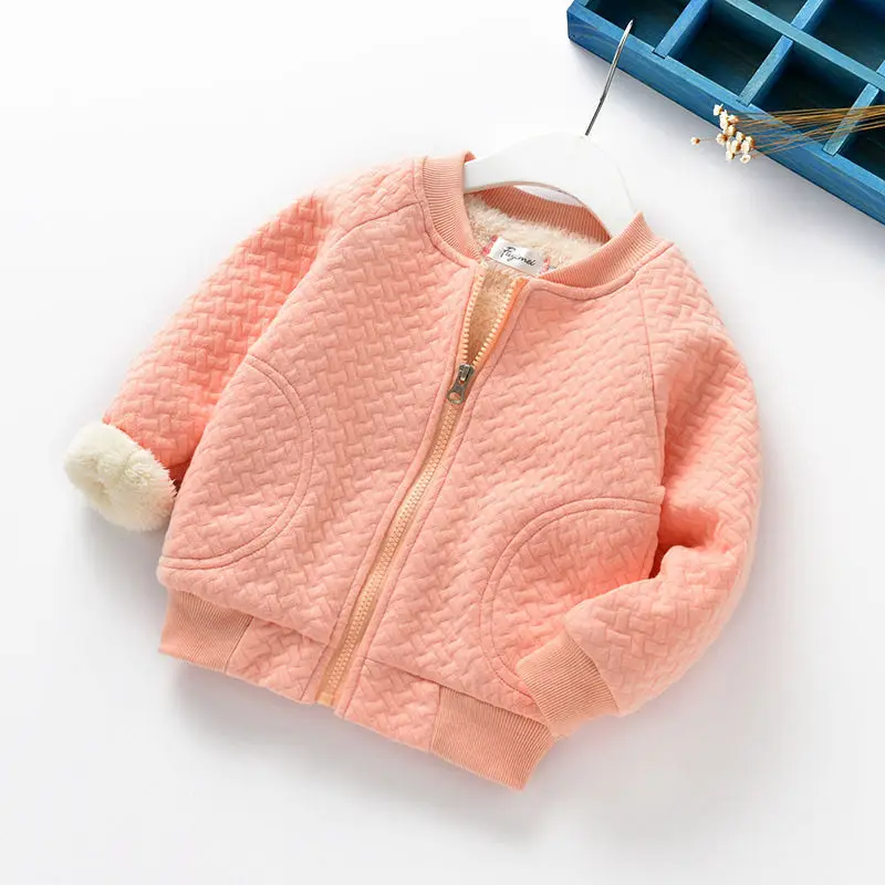 Детские зимние пальто утепленная флисовая куртка для маленьких мальчиков и девочек детская верхняя одежда для бейсбола Cyy045 - Цвет: Розовый
