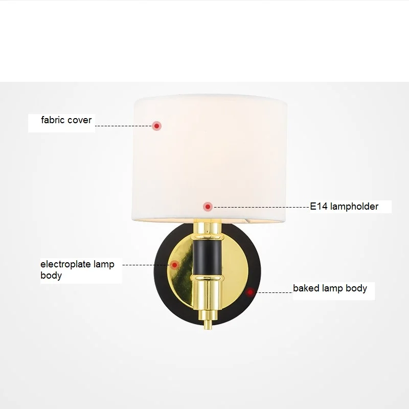 Постмодерн Настенные светильники для ткань для гостиной крышка Настенные светильники пост современная спальня настенное освещение для домашнего освещения