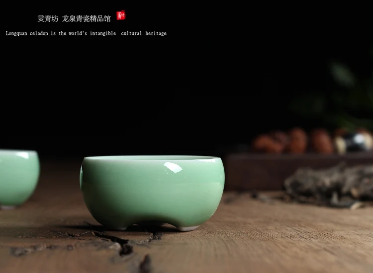 Longquan Celadon фарфоровые чайные чашки китайский чайный горшок Золотая Рыба чашка чая, кружка 60 мл кракле чайный набор, чашки Прямая поставка